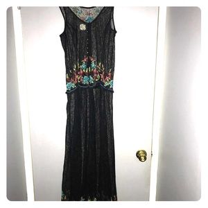 Gorgeous Sheer Free People Maxi Dress w/Embroidery